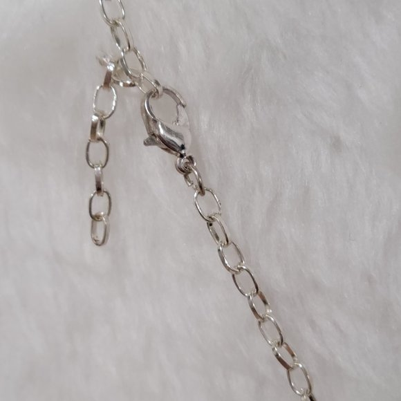 silver toned chain and earrings with purple hand-blown glass beads - Picture 3 of 3